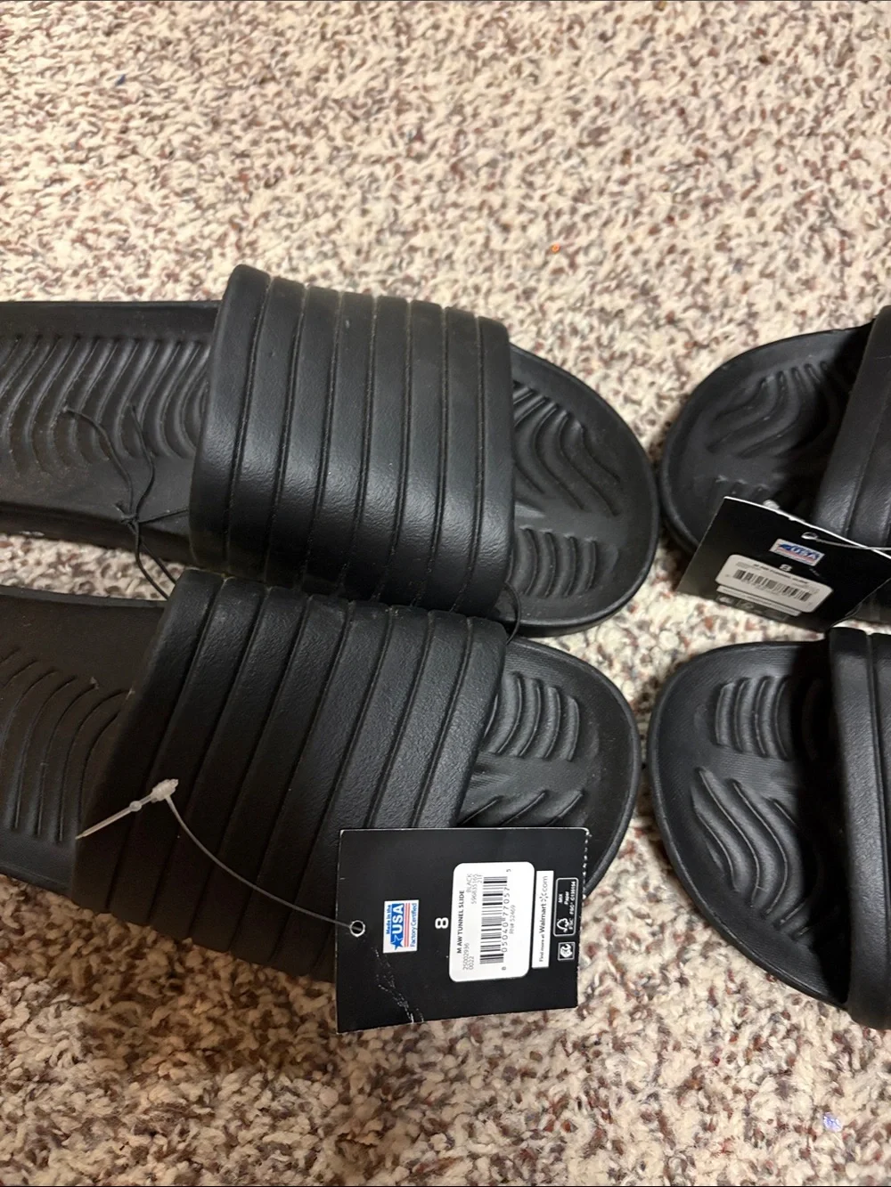 Black Slide Sandals - 2 Pair new with Tags